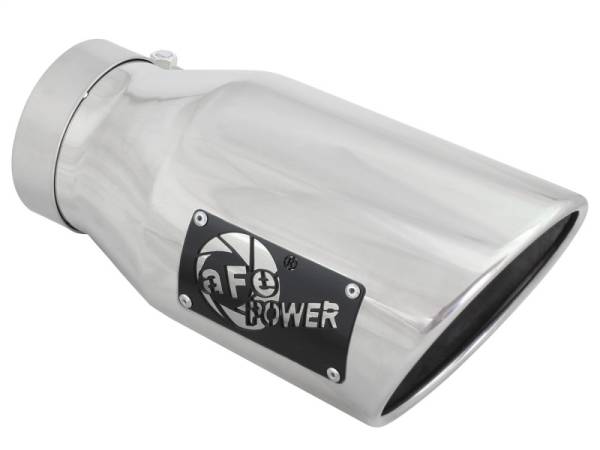 aFe - aFe MACH Force-XP 304 SS Right Side Single Wall Polished Exhaust Tip 4in Inlet x 6in Outlet x 12in L - 49T40601-P12