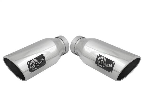 aFe - aFe MACH Force-XP 304 SS Single Wall Polished Exhaust Tip Pair 4in Inlet x 6in Outlet x 15in L - 49T40606-P15