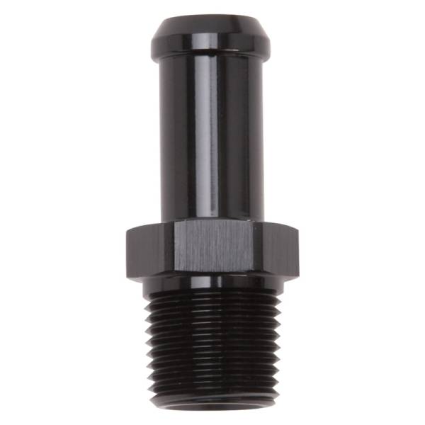 Edelbrock - Edelbrock Hose End Straight 3/8In NPT to 1/2In Barb Black Anodize - 8114