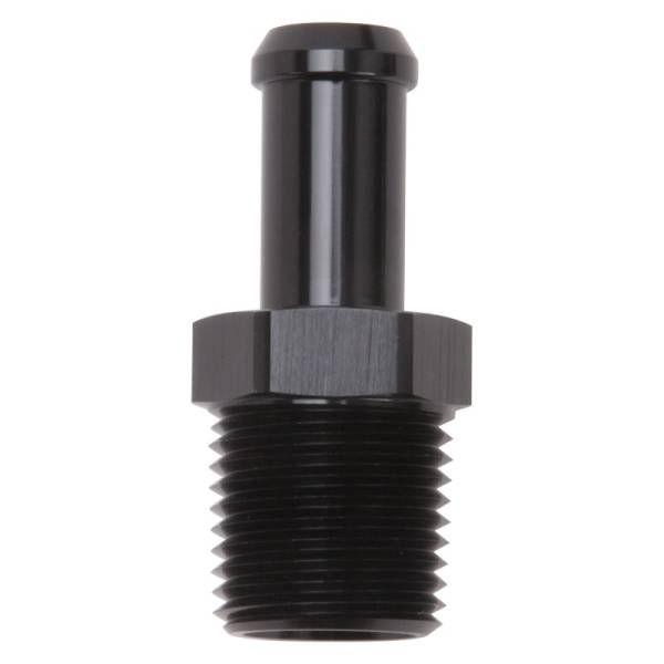 Edelbrock - Edelbrock Hose End Straight 1/2In NPT to 1/2In Barb Black Anodize - 8119