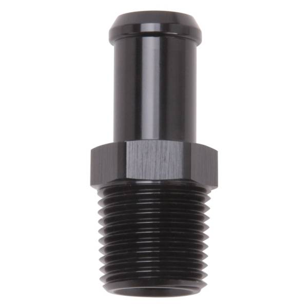 Edelbrock - Edelbrock Hose End Straight 1/2In NPT to 5/8In Barb Black Anodize - 8159