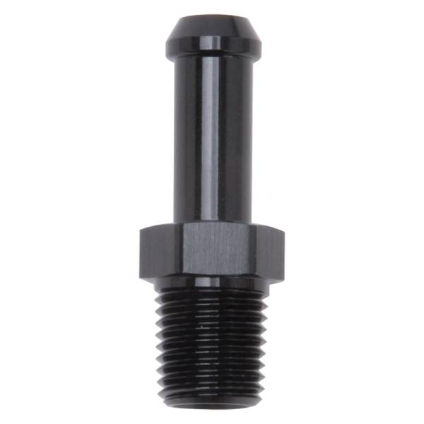 Edelbrock - Edelbrock Hose End Straight 1/4In NPT to 3/8In Barb Black Anodize - 8191