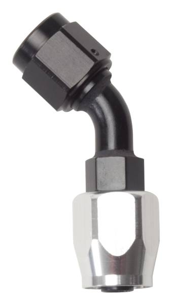 Russell - Russell Performance -4 AN Black/Silver 45 Degree Full Flow Hose End - 610083