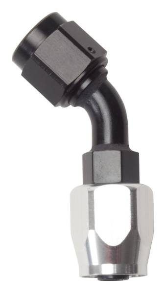 Russell - Russell Performance -10 AN Black/Silver 45 Degree Full Flow Hose End - 610113