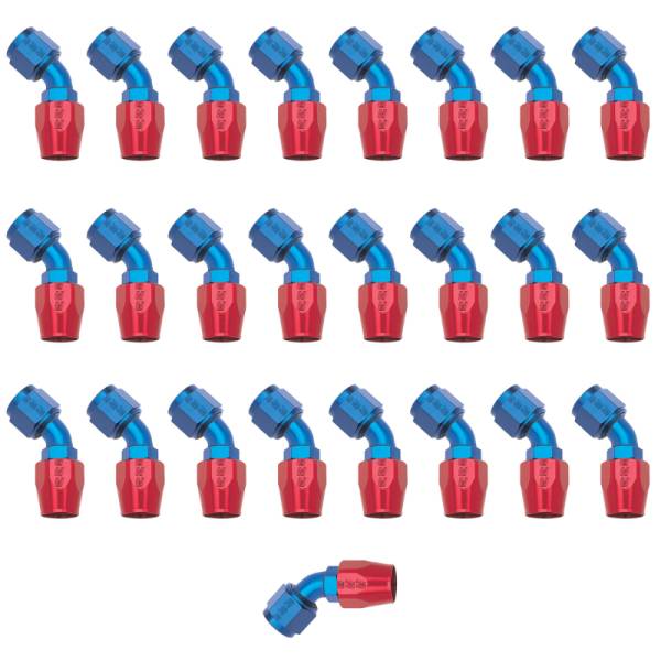 Russell - Russell Performance -10 AN Red/Blue 45 Degree Full Flow Hose End (25 pcs.) - 610118