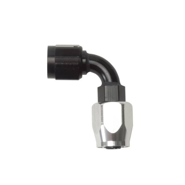 Russell - Russell Performance -4 AN Black/Silver 90 Degree Full Flow Hose End - 610153