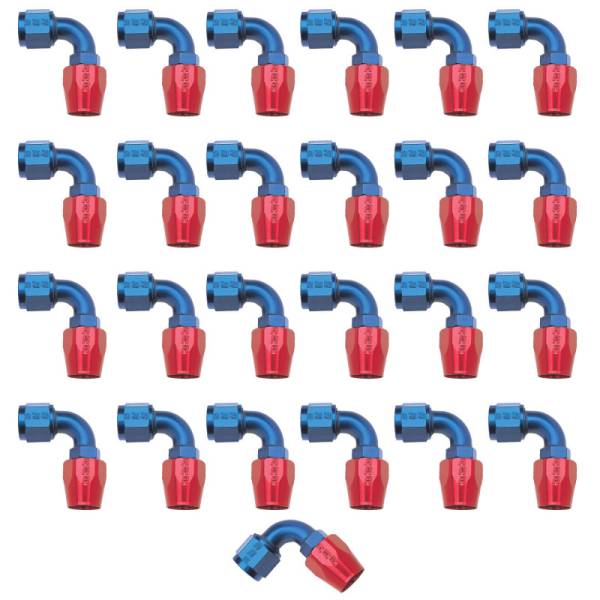 Russell - Russell Performance -6 AN Red/Blue 90 Degree Full Flow Hose End (25 pcs.) - 610168