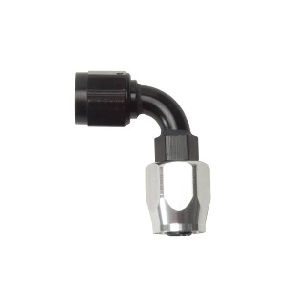 Russell - Russell Performance -10 AN Black/Silver 90 Degree Full Flow Hose End - 610183