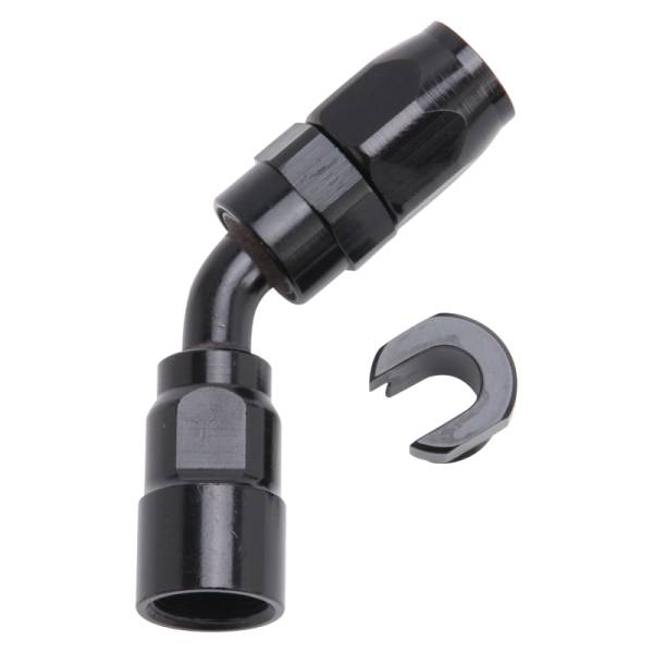 Russell - Russell Performance 3/8in SAE Quick Disc Female to -6 Hose Black 45 Degree Hose End - 611213