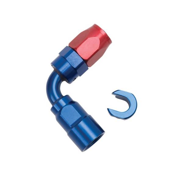 Russell - Russell Performance 5/16in SAE Quick Disc Female to -6 Hose Red/Blue 90 Degree Hose End - 611270