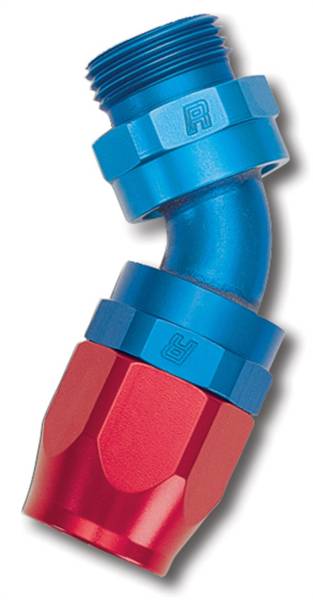 Russell - Russell Performance -10 AN Red/Blue 45 Degree Swivel Dry Sump Hose End (-8 Port 3/4in-16 Thread) - 612240