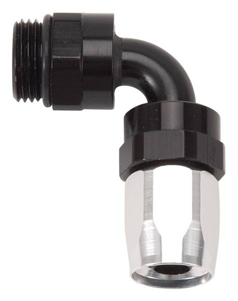 Russell - Russell Performance Swivel Hose End Assy #10 AN Male SAE Port to #8 Hose 90 Deg Clr/Blk Anodized - 612433