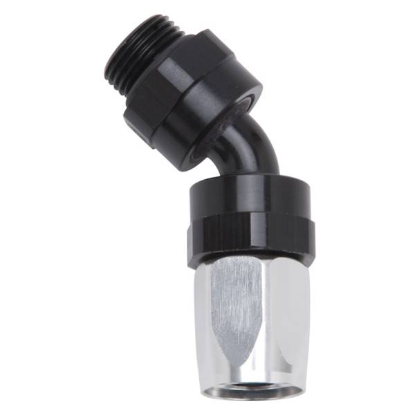 Russell - Russell Performance Hose End #8 to #8 Radius Inlet Port 45 Deg Blk/Clr - 612453