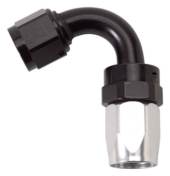 Russell - Russell Performance -6 AN Black/Silver 120 Degree Tight Radius Full Flow Swivel Hose End - 613403