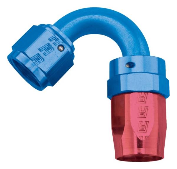 Russell - Russell Performance -10 AN Red/Blue 120 Degree Full Flow Swivel Hose End (With 15/16in Radius) - 613420