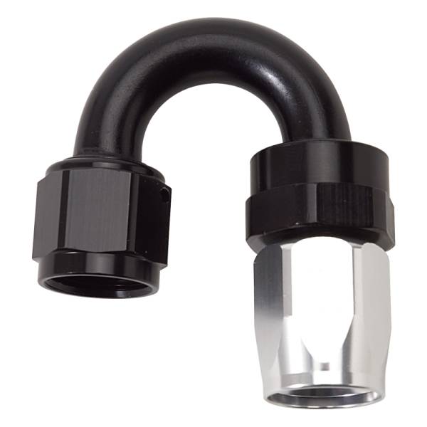Russell - Russell Performance -6 AN Black/Silver 180 Degree Tight Radius Full Flow Swivel Hose End - 613503