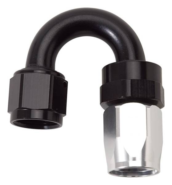 Russell - Russell Performance -12 AN Black/Silver 180 Degree Tight Radius Full Flow Swivel Hose End - 613533