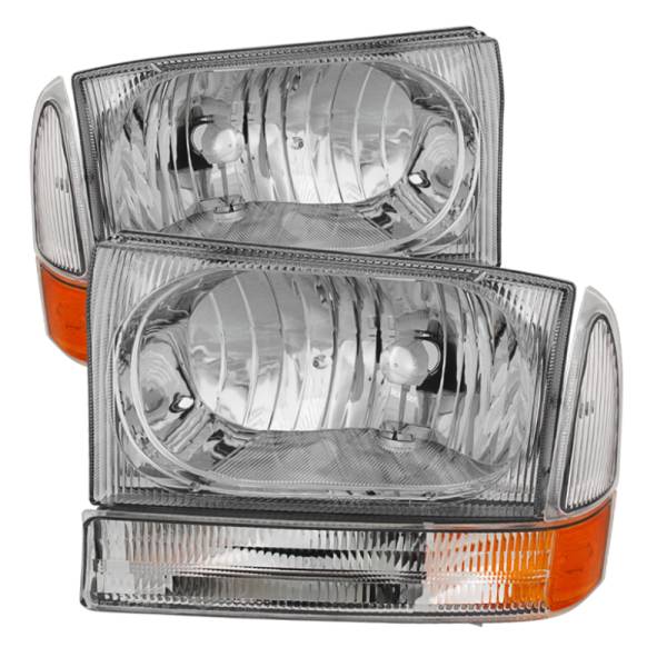 SPYDER - SPYDER Xtune Ford F250/350/450 Superduty 99-04 Crystal Headlights w/ Bumper Lights HD-JH-FF25099-AM-C - 9025419