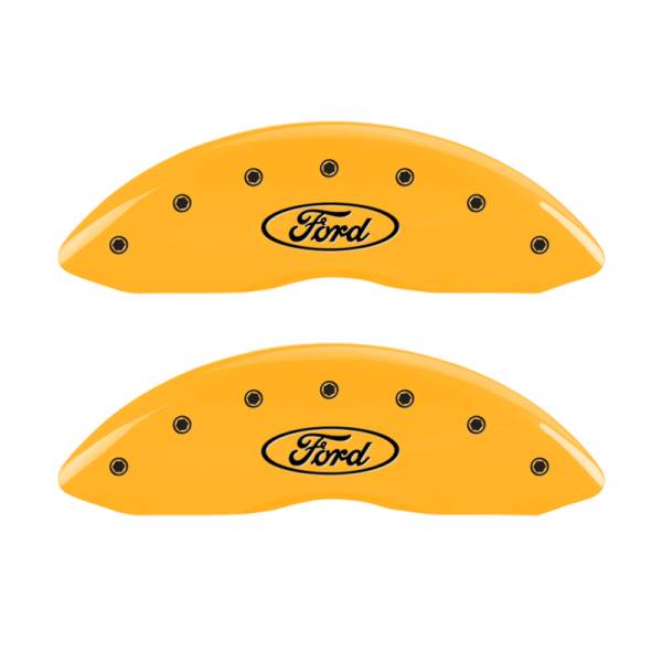 MGP - MGP 4 Caliper Covers Engraved F & R Ford Logo Yellow Finish Black Char 2006 Ford F-350 Super Duty - 10056SFRDYL