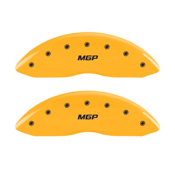 MGP - MGP 4 Caliper Covers Engraved Front & Rear MGP Yellow Finish Black Char 2006 Ford F-350 Super Duty - 10056SMGPYL