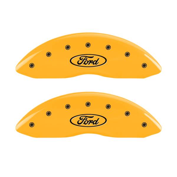 MGP - MGP 4 Caliper Covers Engraved Front & Rear Oval logo/Ford Yellow finish black ch - 10120SFRDYL