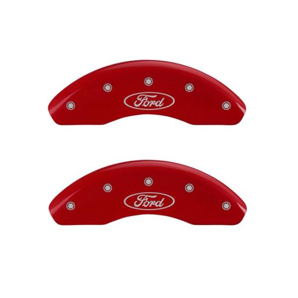 MGP - MGP 4 Caliper Covers Engraved Front & Rear Oval logo/Ford Red finish silver ch - 10210SFRDRD