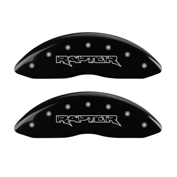 MGP - MGP 4 Caliper Covers Engraved Front & Rear Raptor Black finish silver ch - 10219SRPTBK