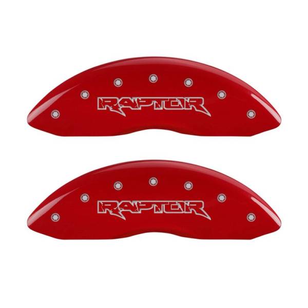 MGP - MGP 4 Caliper Covers Engraved Front & Rear Raptor Red finish silver ch - 10219SRPTRD