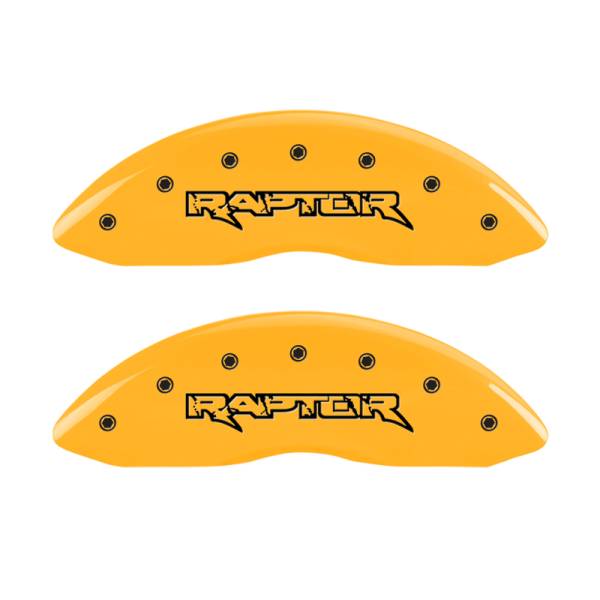 MGP - MGP 4 Caliper Covers Engraved Front & Rear Raptor Yellow finish black ch - 10219SRPTYL