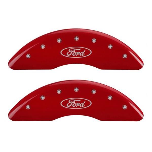 MGP - MGP 4 Caliper Covers Engraved Front & Rear Oval logo/Ford Red finish silver ch - 10235SFRDRD