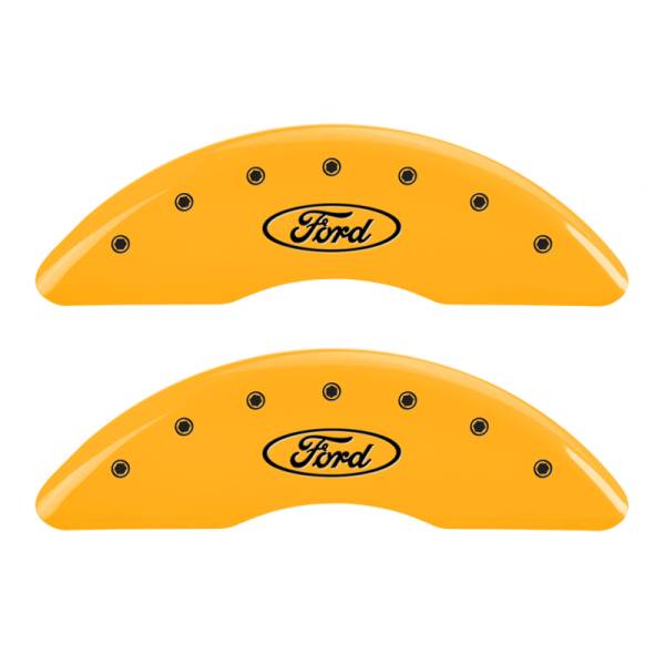 MGP - MGP 4 Caliper Covers Engraved Front & Rear Oval logo/Ford Yellow finish black ch - 10235SFRDYL