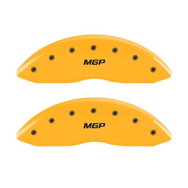 MGP - MGP Front set 2 Caliper Covers Engraved Front MGP Yellow finish black ch - 16222FMGPYL