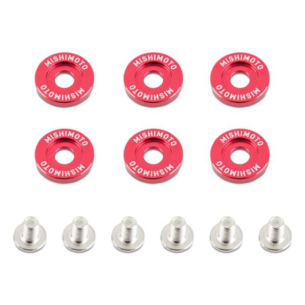 Mishimoto - Mishimoto Large Fender Washer Kit (6pcs) - Red - MMFW-LG-6RD