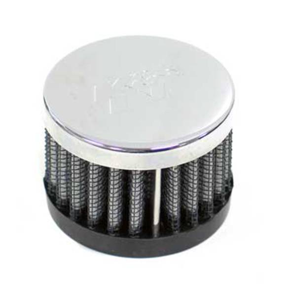 K&N Engineering - K&N Engineering Rubber Base Crankcase Vent Filter - Chrome 1in Flange ID x 2in OD x 1.5in Height - 62-1220