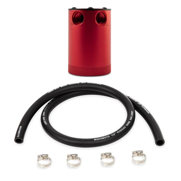 Mishimoto - Mishimoto Assembled Universal 2-Port Catch Can Red w/ Hose - MMBCC-CBTWO-RDH