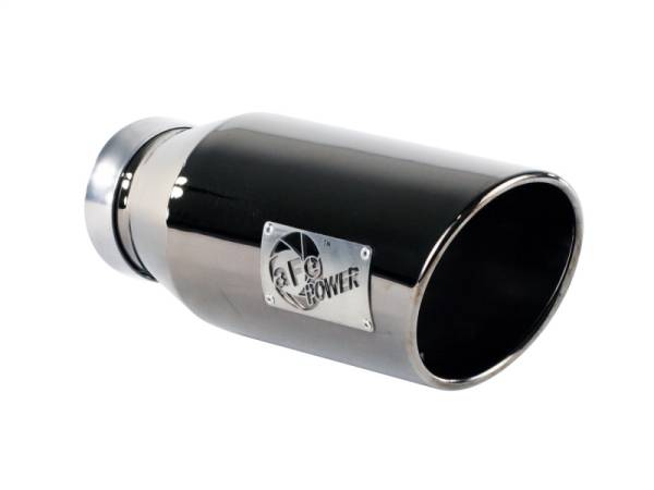 aFe - aFe MACHForce XP Exhausts Tips SS-304 EXH Tip 4In x 6Out x 15L Bolt-On (blk chrome) - 49-92018-BC