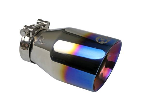 aFe - aFe Mach Force XP 304 Stainless Steel Clamp-On Exhaust Tip 2.5in Inlet / 4in Outlet - Blue Flame - 49T25404-L071