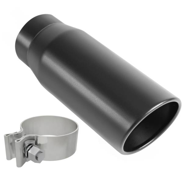 Magnaflow - Magnaflow Tip Black Coated w/ Clamp Single Wall Round Outlet 4in Diameter 3in Inlet 12in Length - 35236