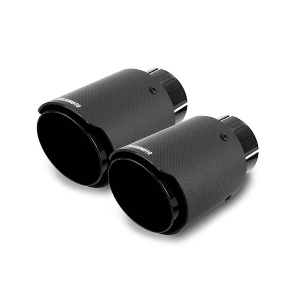 Mishimoto - Mishimoto 2x Carbon Fiber Muffler Tip 2.5in Inlet 3.5in Outlet Black - MMEXH-TIP-CFD25BK