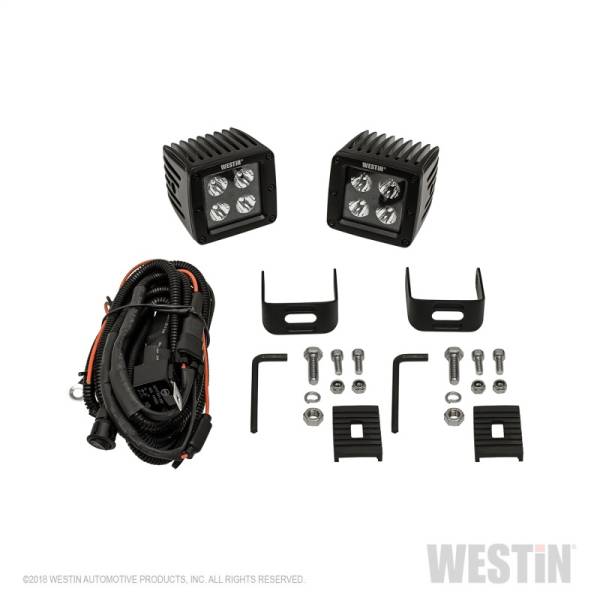 Westin - Westin HyperQ LED Auxiliary Lights 3in x 3in cube 20w Flood - Black - 09-12205B-PR