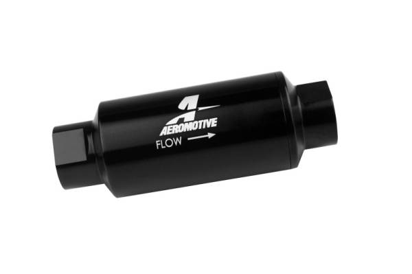 Aeromotive - Aeromotive In-Line Fuel Filter 40-M Stainless Mesh Element ORB-10 Port (Bright-Dip Black) 2in. OD - 12330