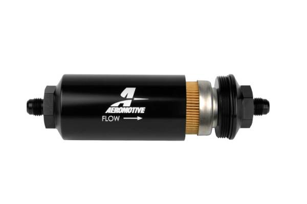 Aeromotive - Aeromotive In-Line Filter - (AN-6 Male) 10 Micron Fabric Element Bright Dip Black Finish - 12347