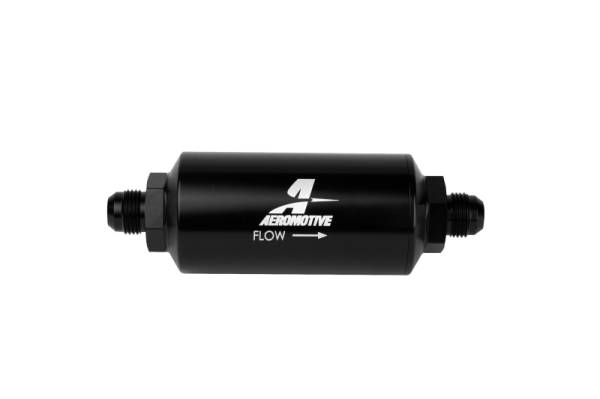 Aeromotive - Aeromotive In-Line Filter - AN-08 size Male - 10 Micron Microglass Element - Bright-Dip Black - 12375