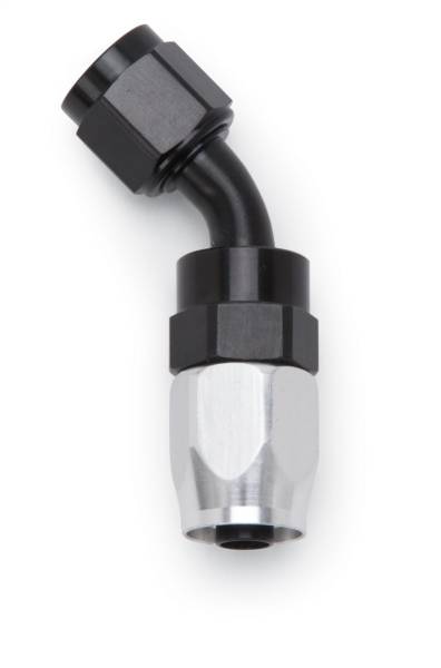 Russell - Russell Performance -6 AN Black/Silver 45 Degree Full Flow Swivel Hose End - 613093