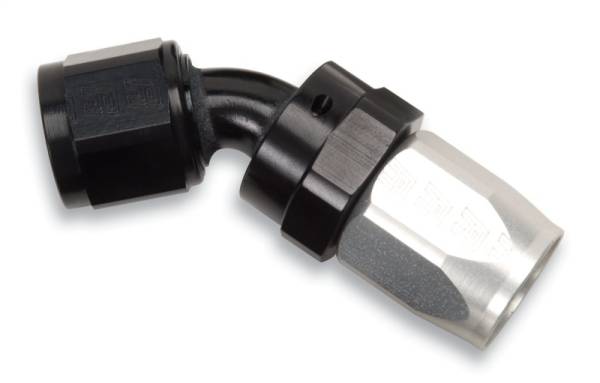 Russell - Russell Performance -10 AN Black/Silver 45 Degree Full Flow Swivel Hose End - 613113