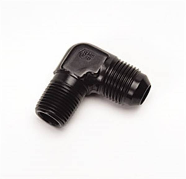 Russell - Russell Performance -6 AN to 1/4in NPT 90 Degree Flare to Pipe Adapter (Black) - 660823