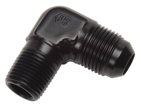 Russell - Russell Performance -10 AN to 1/2in NPT 90 Degree Flare to Pipe Adapter (Black) - 660883