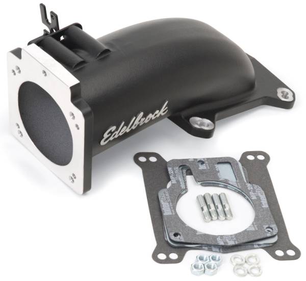 Edelbrock - Edelbrock Ultra Low Profile Intake Elbow 90mm Throttle Body to Square-Bore Flange Black Finish - 38473