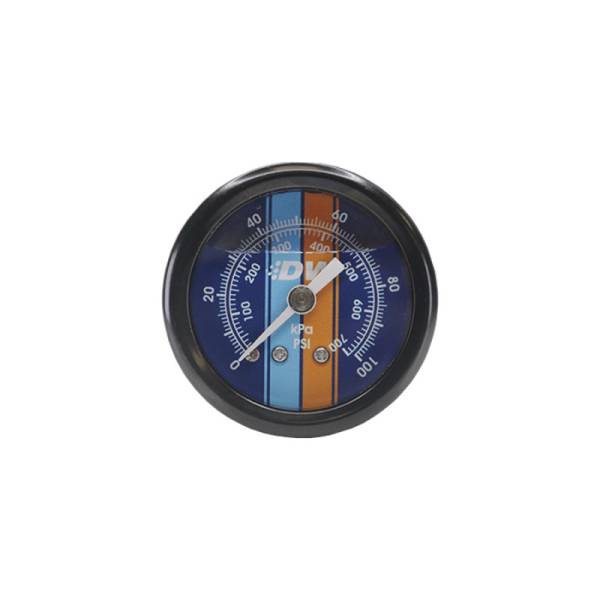 DeatschWerks - DeatschWerks 0-100 PSI 1/8in NPT Mechanical Fuel Pressure Gauge 1.5in Diam. Black Housing Blue Face - 6-01-G2L