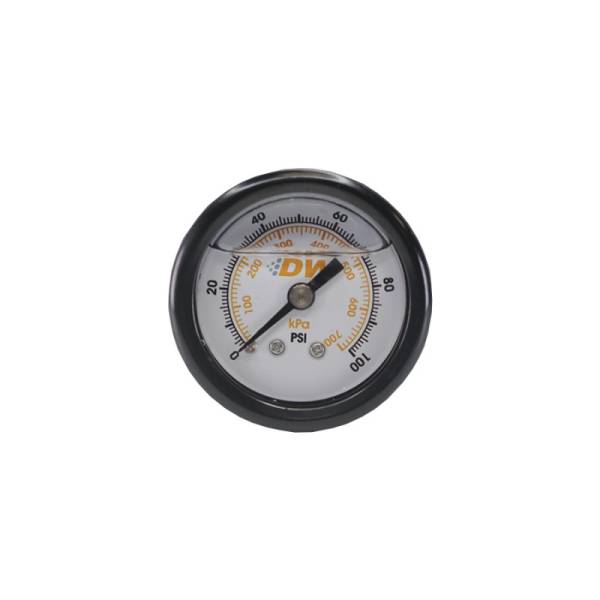 DeatschWerks - DeatschWerks 0-100 PSI 1/8in NPT Mechanical Fuel Pressure Gauge 1.5in Diameter Black Housing - 6-01-GL